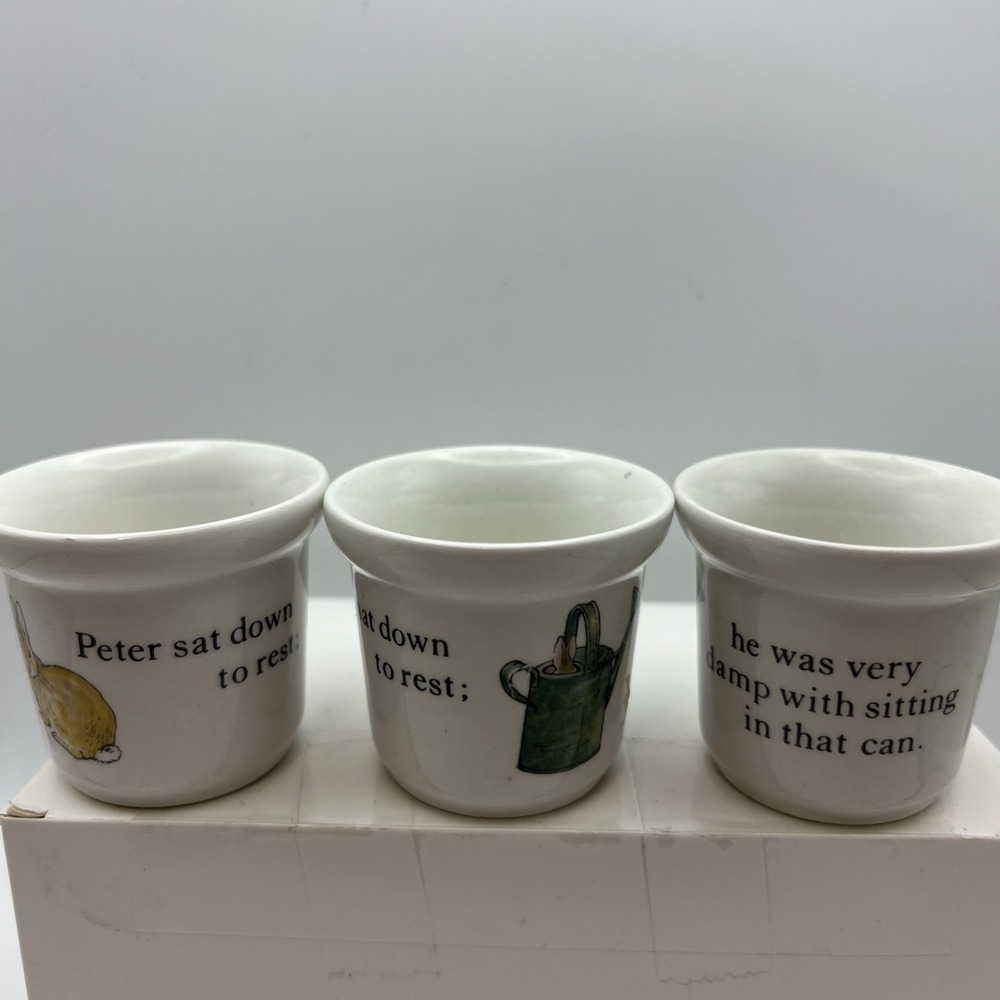 Wedgwood of Etruria & Barlaston Beatrix Potter Peter Rabbit  Egg Cup Lot of 3